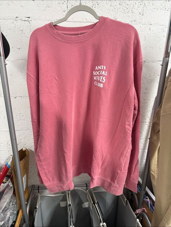 Anti Social Social Club Sweaters - Anti Social Wives Club Pink Graphic Crewneck Long Sleeve Sweater Size Large